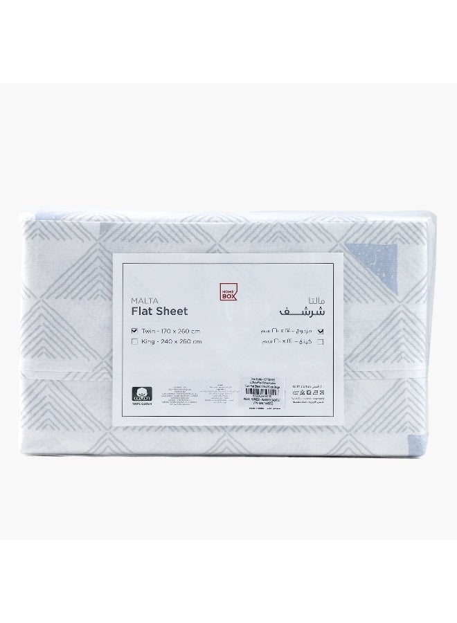 Home Box Malta Pixel Printed Cotton Twin Flat Sheet 260 x 170 cm - Image 5