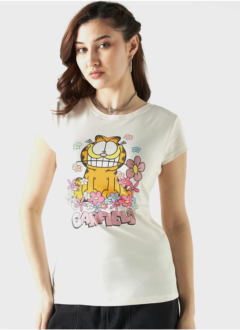 اس بي كاركترز Garfield Print T-Shirt