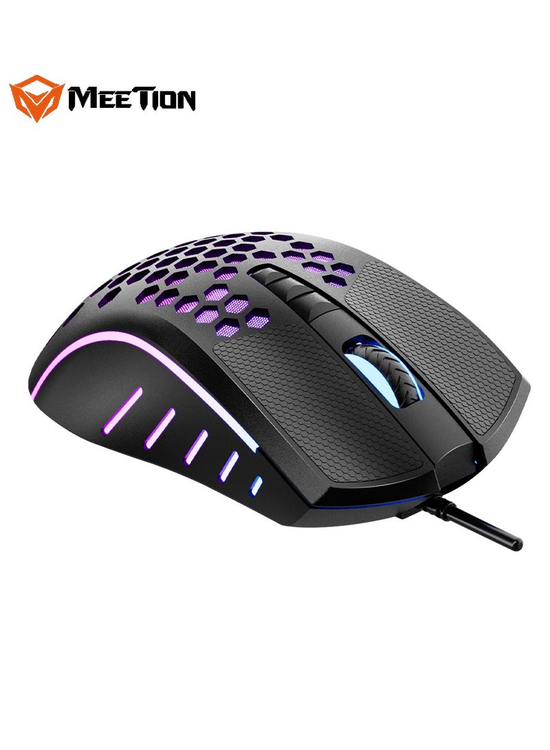 Meetion ماوس الألعاب خفيف الوزن من MEETION بتصميم خلية النحل GM015 مع وسادة أزرار قابلة للتبديل وإضاءة RGB، تجربة ألعاب أفضل - Image 4