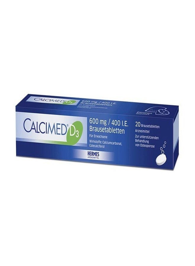 CALCIMED D3 Forte Effervescent Tablets 600mg/400 IU, 20 Tablets