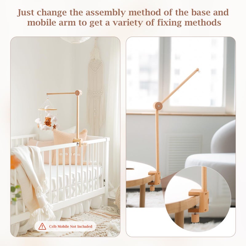 let's make Baby Crib Mobile Arm - Wooden Mobile Arm with Height Adjustableï¼†360Â° Rotatable Upgraded Arched Base Nursery Mobile Holder for Crib Mobile Hanger Baby Crib Attachment Nursery Decor - Image 5