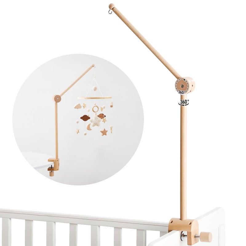 let's make Baby Crib Mobile Arm - Wooden Mobile Arm with Height Adjustableï¼†360Â° Rotatable Upgraded Arched Base Nursery Mobile Holder for Crib Mobile Hanger Baby Crib Attachment Nursery Decor - Image 1