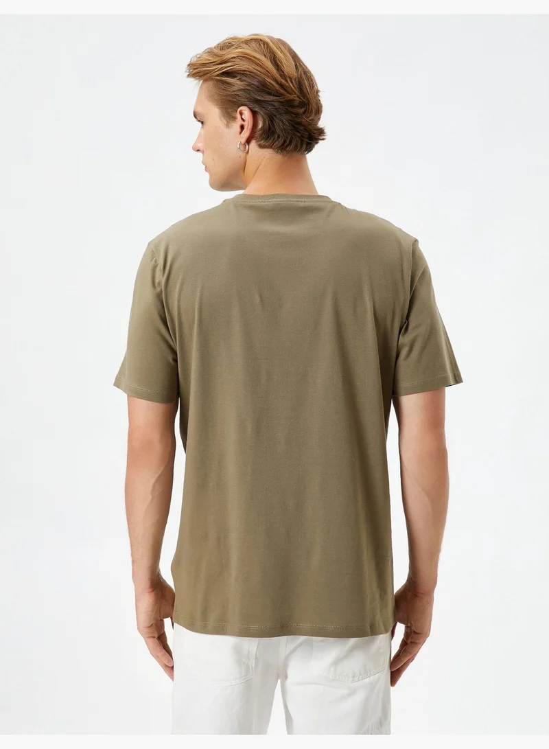 KOTON Slogan Printed Crew Neck Short Sleeve Cotton T-Shirt