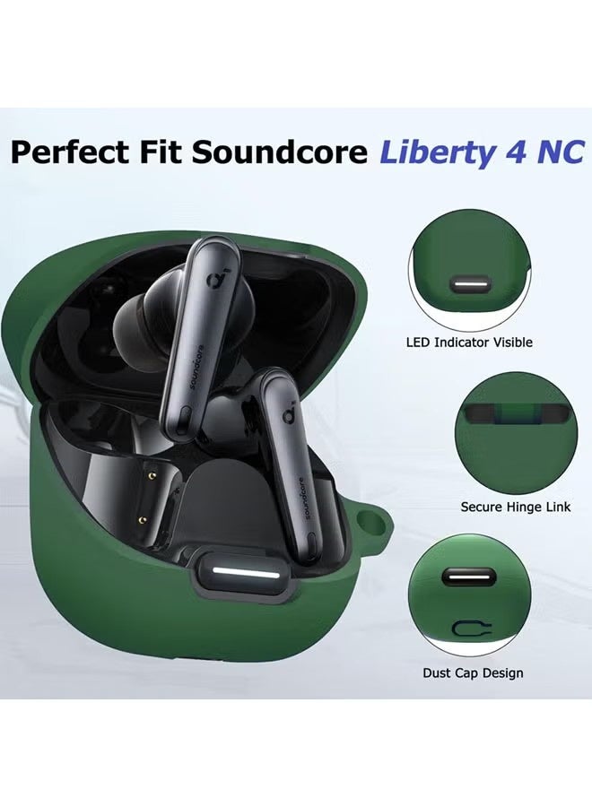 for Liberty 4 NC Case Cover with Cleaner Kit, Soft Silicone Protective Case for Anker Soundcore Liberty 4 NC Case for Women Men, Liberty 4 NC Case Accessories with Keychain - Image 4