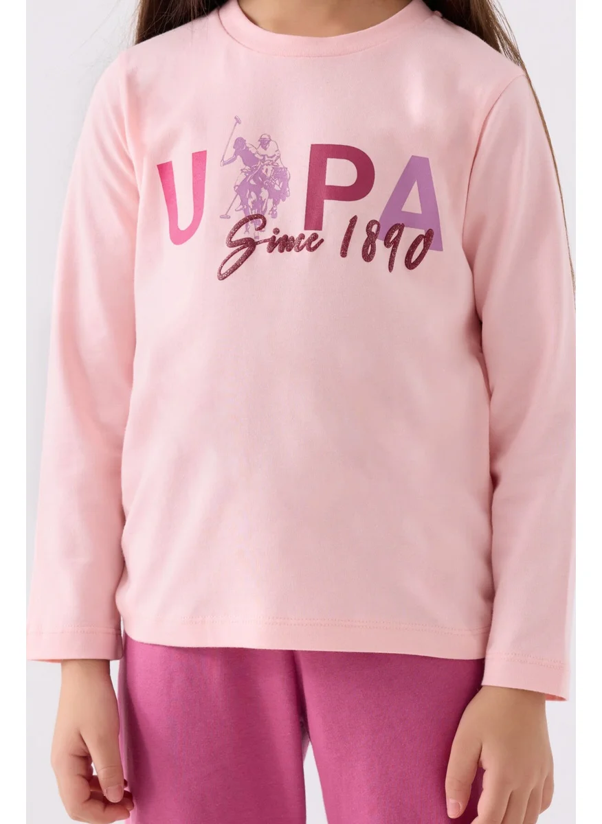 U.S. Polo Assn. Girls Pink Long Sleeve Pajama Set