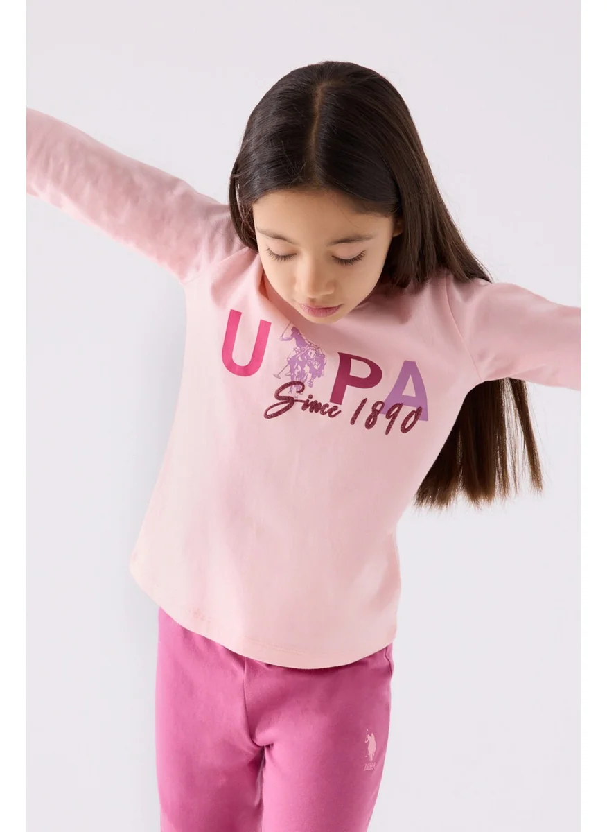 U.S. Polo Assn. Girls Pink Long Sleeve Pajama Set