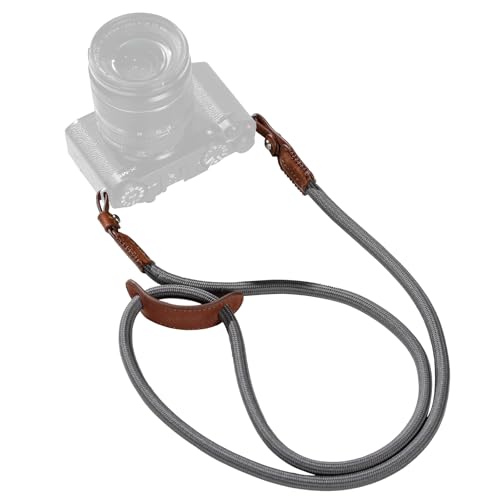 SMALLRIG Camera Neck Shoulder Strap, Adjustable Braided Camera Shoulder Strap with O-Ring and Leather Pad for DSLR or Mirrorless Camera, Gray- 5057 - Image 1