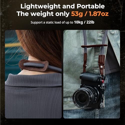 SMALLRIG Camera Neck Shoulder Strap, Adjustable Braided Camera Shoulder Strap with O-Ring and Leather Pad for DSLR or Mirrorless Camera, Gray- 5057 - Image 2