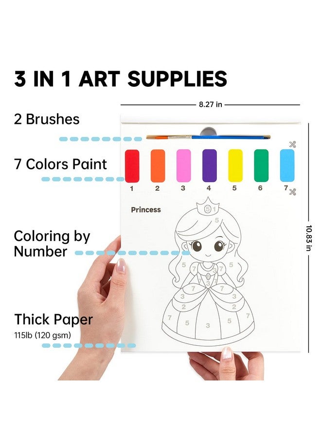 Shuttle Art Paint With Water Coloring Book For Kids, 25 Princess Themed Pages With 2 Brushes, Mess-Free Watercolor Paint Set, Travel-Friendly Art Craft Gift For Toddlers, Birthday Christmas Gift - Image 1