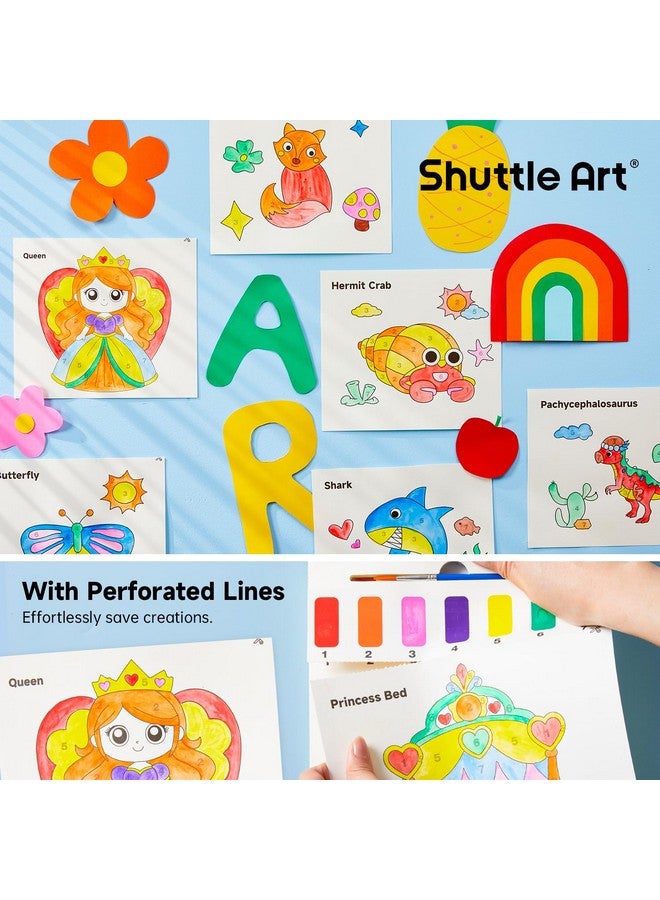 Shuttle Art Paint With Water Coloring Book For Kids, 25 Princess Themed Pages With 2 Brushes, Mess-Free Watercolor Paint Set, Travel-Friendly Art Craft Gift For Toddlers, Birthday Christmas Gift - Image 3