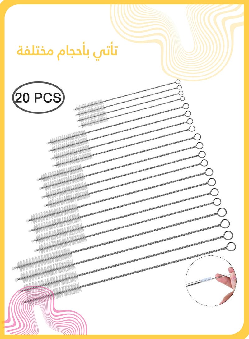 شي آند ليتل مجموعة فرش تنظيف القش، 20 قطعة، فرش تنظيف طويلة متعددة الأحجام للأكواب والزجاجات والأنابيب والأنابيب وأكواب الشرب ومغذيات الطيور الطنانة (4 قطع لكل حجم)  - Image 5