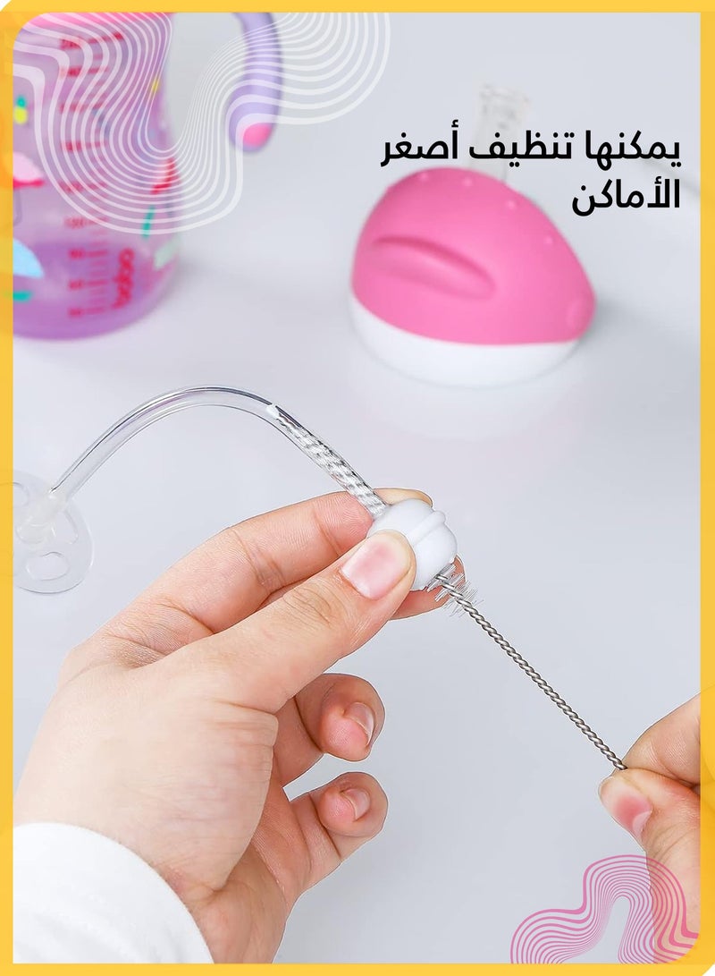 مجموعة فرش تنظيف القش، 20 قطعة، فرش تنظيف طويلة متعددة الأحجام للأكواب والزجاجات والأنابيب والأنابيب وأكواب الشرب ومغذيات الطيور الطنانة (4 قطع لكل حجم)