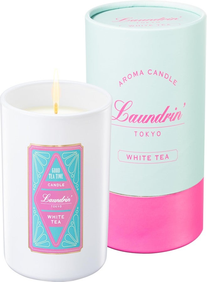 Laundrin Aroma Candle White Tea – Scented Soy Candle with Long-Lasting Burn, 36 Hours – with White Tea, Clary Sage, and Bergamot – Soy Wax Candles for Home – Relaxing Candles for Home Scented - Image 1