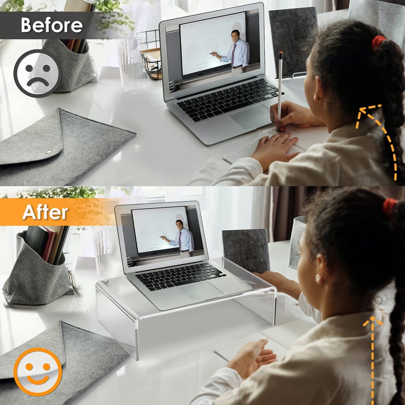 GoldOrcle Acrylic Monitor Stand Riser Clear Computer Monitor Stand for Laptop PC Printer Computer Riser Acrylic Tray - Image 4