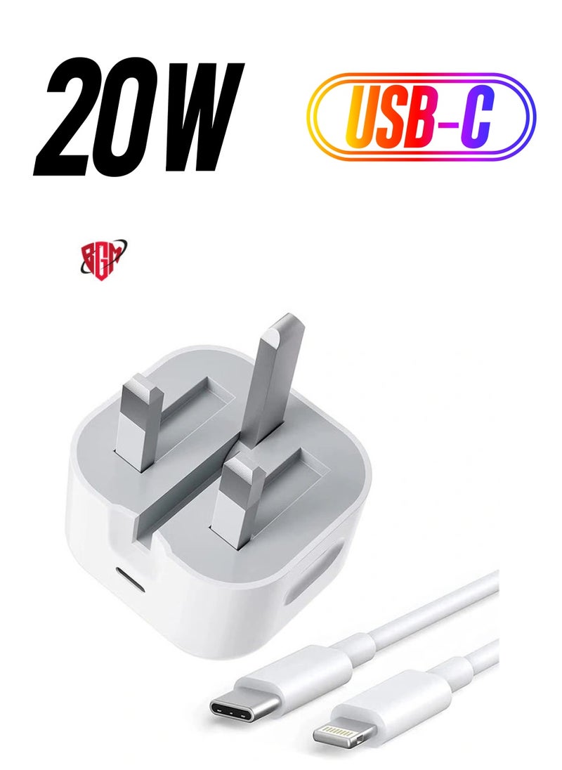 BGM - 20W PD Type C Power Block Wall Charger Plug Adapter with 2M USB-C to Lightning Cable Compatible with iPhone 14/13/11/X/XS/iPad - Image 1