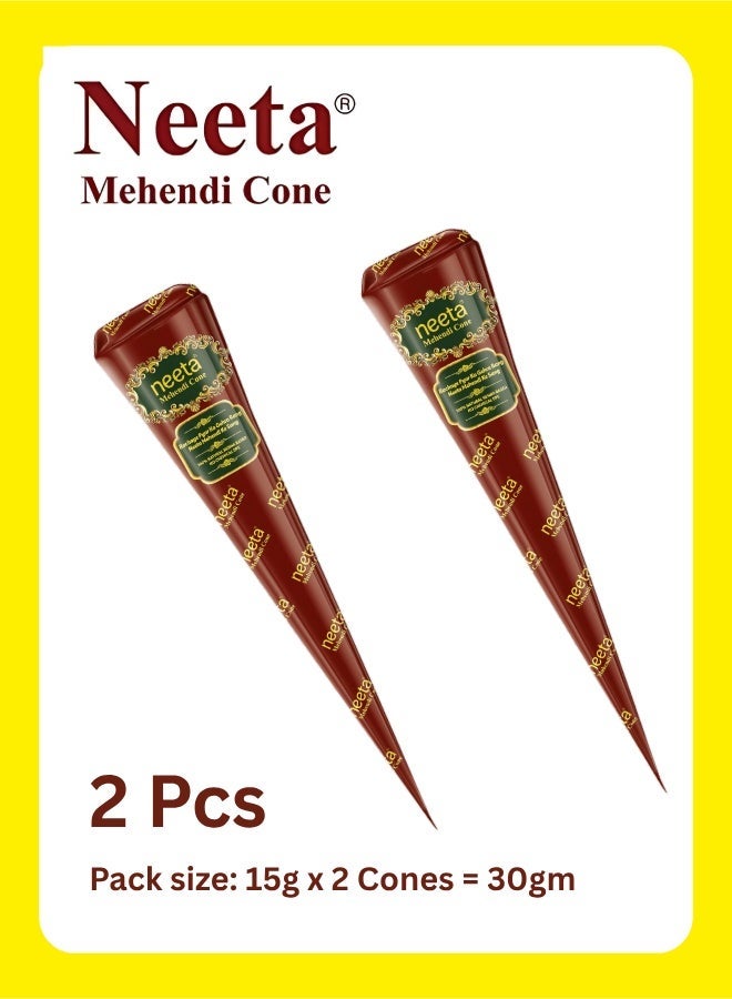 Neeta Mehendi Cone for Hand Designing Henna Mehendi Cone Bridal Mehendi Cones for Wedding Dulhan Mehendi Cone 2 Pieces - Image 1