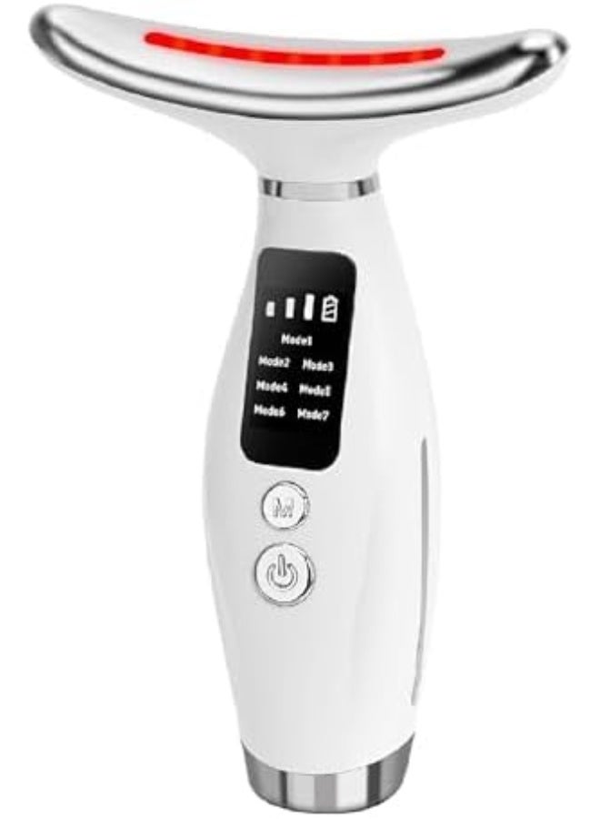 جهاز تدليك للرقبة والوجه قابل لإعادة الشحن بسبعة ألوان مع تقنية الاهتزاز، أداة للعناية بالبشرة محمولة وجهاز تجميل. - Image 1