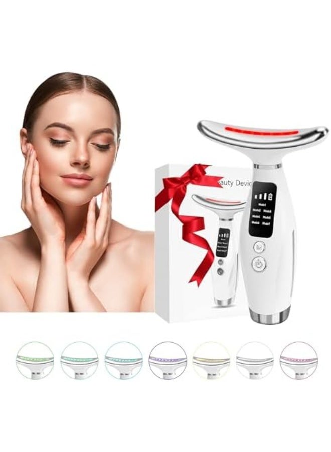 جهاز تدليك للرقبة والوجه قابل لإعادة الشحن بسبعة ألوان مع تقنية الاهتزاز، أداة للعناية بالبشرة محمولة وجهاز تجميل. - Image 3