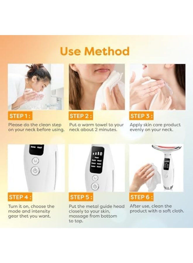 جهاز تدليك للرقبة والوجه قابل لإعادة الشحن بسبعة ألوان مع تقنية الاهتزاز، أداة للعناية بالبشرة محمولة وجهاز تجميل. - Image 5