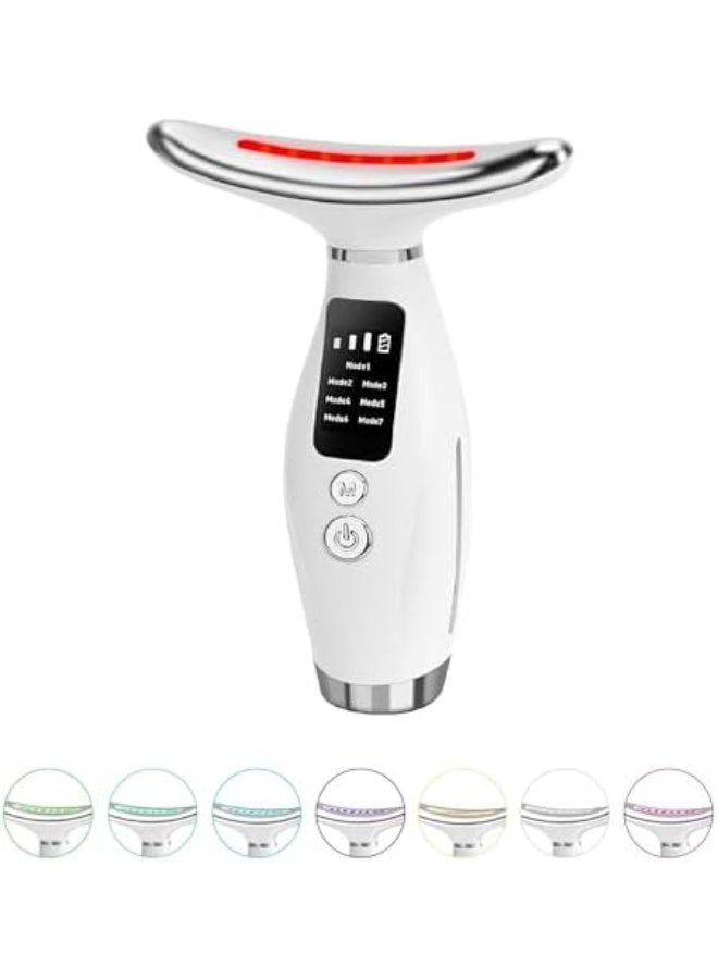 جهاز تدليك للرقبة والوجه قابل لإعادة الشحن بسبعة ألوان مع تقنية الاهتزاز، أداة للعناية بالبشرة محمولة وجهاز تجميل. - Image 2