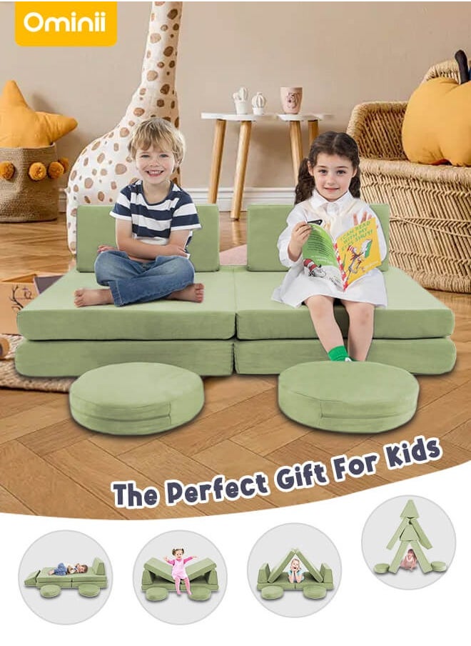 Ominii - Kids' Play Sofas Activity Center, Multifunctional Modular Design, Foldable and Freely Assembled, Stimulates Children's Creativity, Suitable for Indoor or Playroom-Green - Image 1