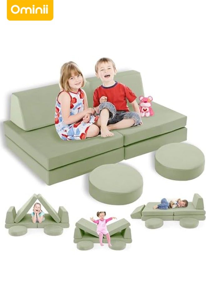 Ominii Modular Play Couch for Kids - 6 Pcs Convertible Foam Sofa Set with Washable Velvet Covers, Creative Play Furniture for Boys & Girls, Safe & Skin-Friendly Design - Image 1