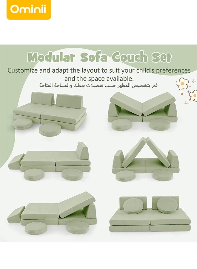 Ominii Modular Play Couch for Kids - 6 Pcs Convertible Foam Sofa Set with Washable Velvet Covers, Creative Play Furniture for Boys & Girls, Safe & Skin-Friendly Design - Image 5