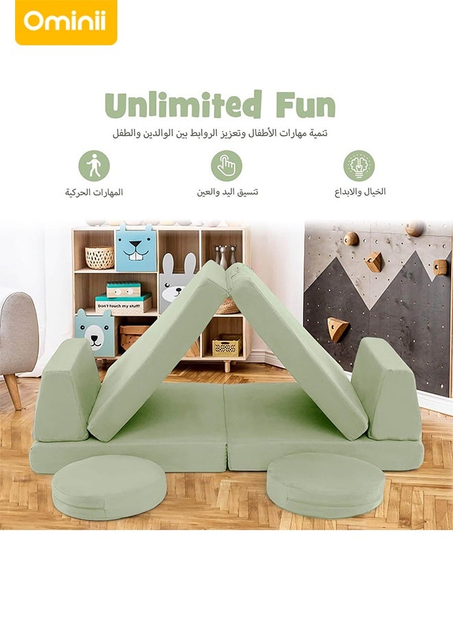 Ominii Modular Play Couch for Kids - 6 Pcs Convertible Foam Sofa Set with Washable Velvet Covers, Creative Play Furniture for Boys & Girls, Safe & Skin-Friendly Design - Image 3