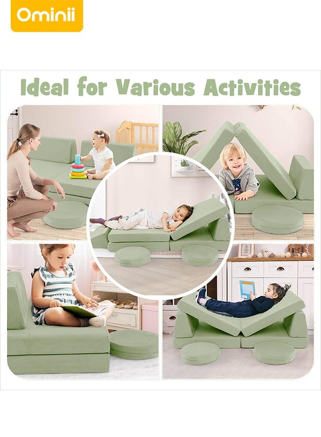 Ominii Modular Play Couch for Kids - 6 Pcs Convertible Foam Sofa Set with Washable Velvet Covers, Creative Play Furniture for Boys & Girls, Safe & Skin-Friendly Design - Image 4