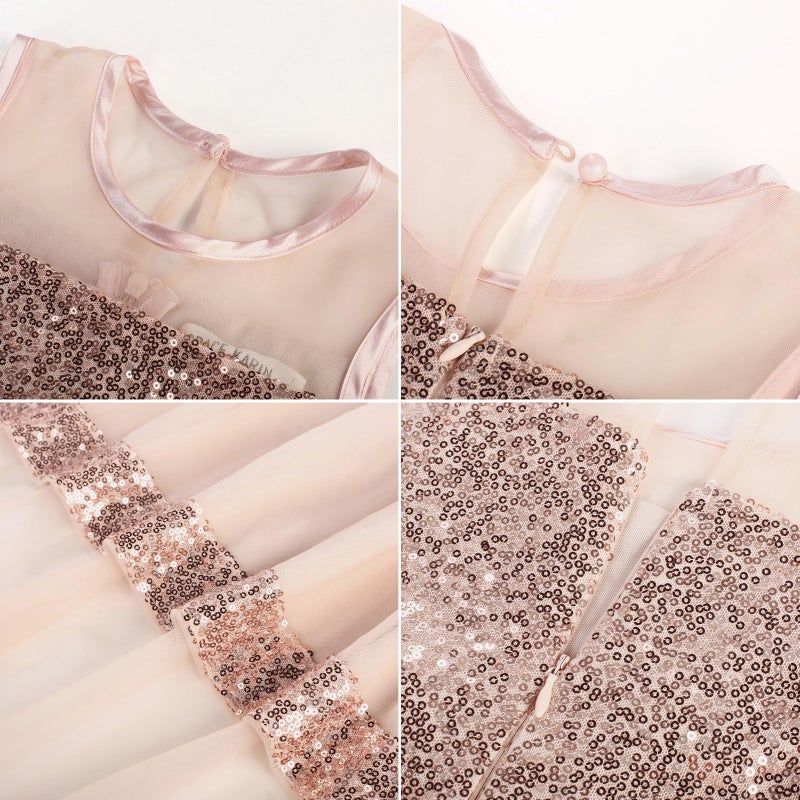 GRACE KARIN Teen Girls Sequin Party Formal Dress for Girl Graduation Father and Daughter Dance Prom Dresses Size 12-14 Rose Gold - Image 5