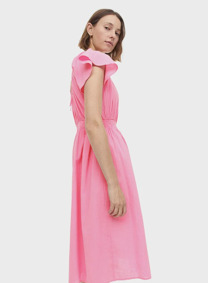 H&M Ruffled Sleeve Midi Dress