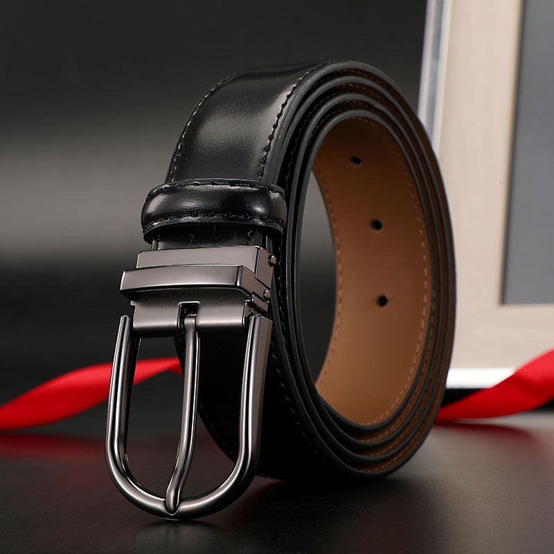 Mens Genuine Leather Belt Classic Casual with Gift Box 8659 pin buckle 