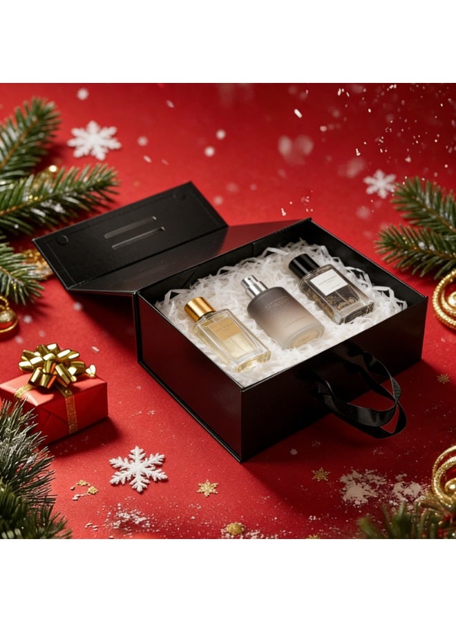 Premium Universal Folding Shoe Storage & Gift Box with Handle & Flip Top - Glossy Black (15.0"x11.0"x5.3") - Organizer, Travel, Shoe Packaging - Image 4