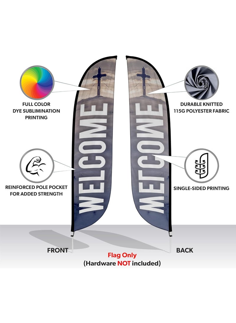 LookOurWay LookOurWay Feather Flag Banner  12 Feet Tall Advertising Flags for Outdoor Business and Events Promotion  Swooper Flag Only  Church Flags  Welcome Church 10M1200382  - Image 2