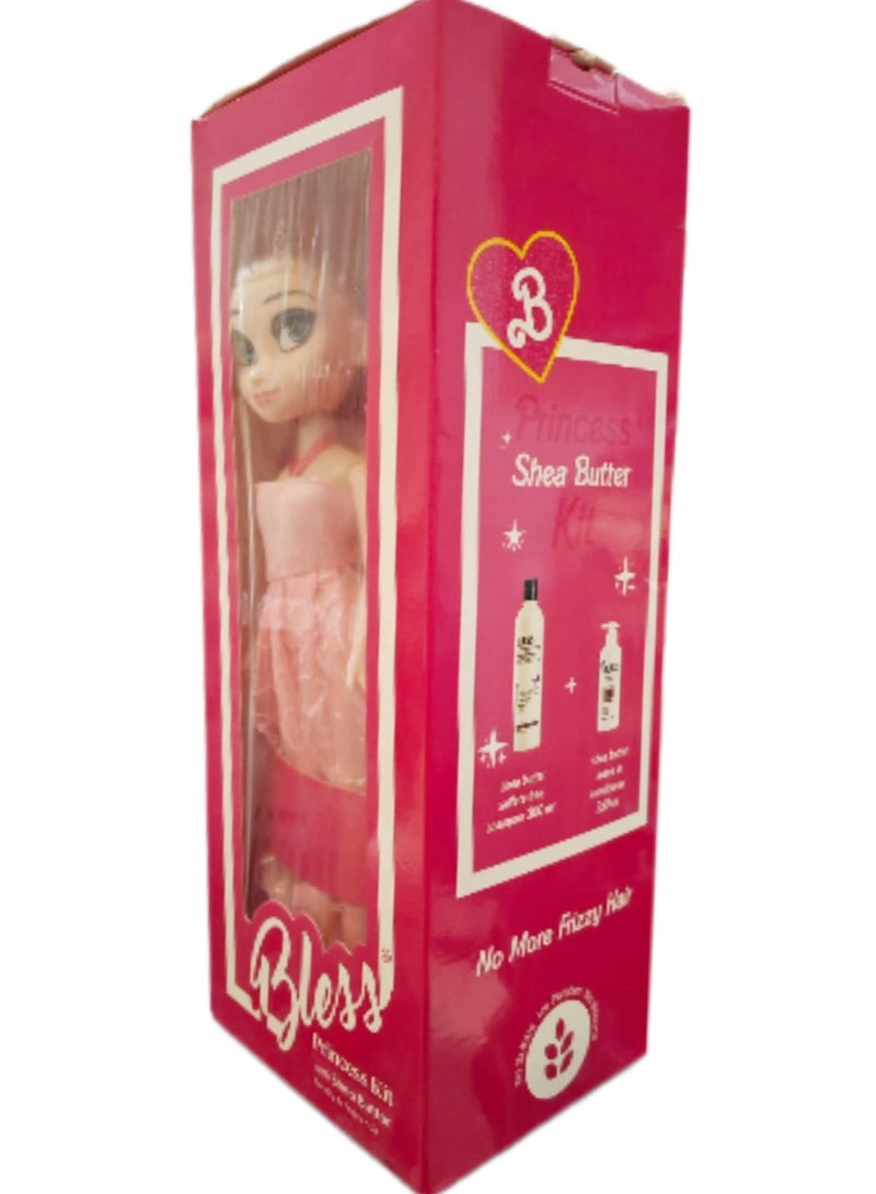Bless Shea Butter Sulfate Free Shampoo 300ml & Shea Butter Conditioner 250ml Princess Kit + Doll Gift (Packaging may Vary)  - Image 4