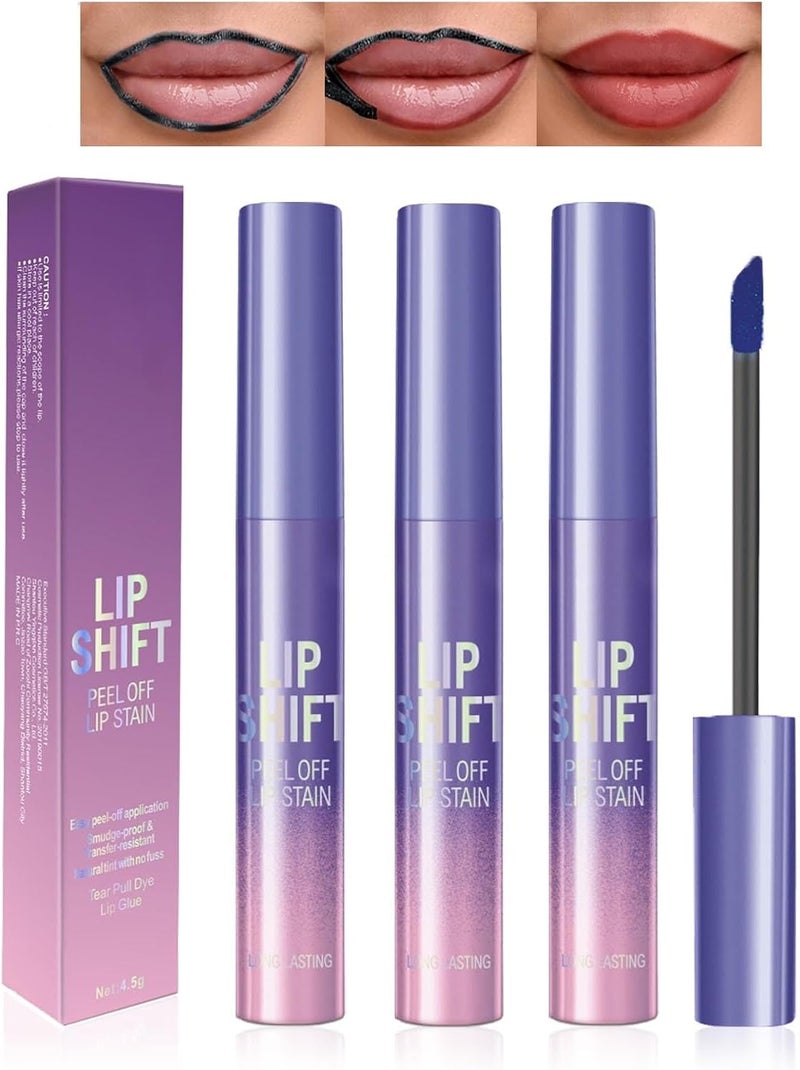 3Pcs Lip Stain Peel Off SetPeel Off Lip Liner TattooNude Red Pink Matte Finsh Long Lasting Waterproof Transferproof Lip Stains for Women Girls Peel Off Lip Liner 3Pcs