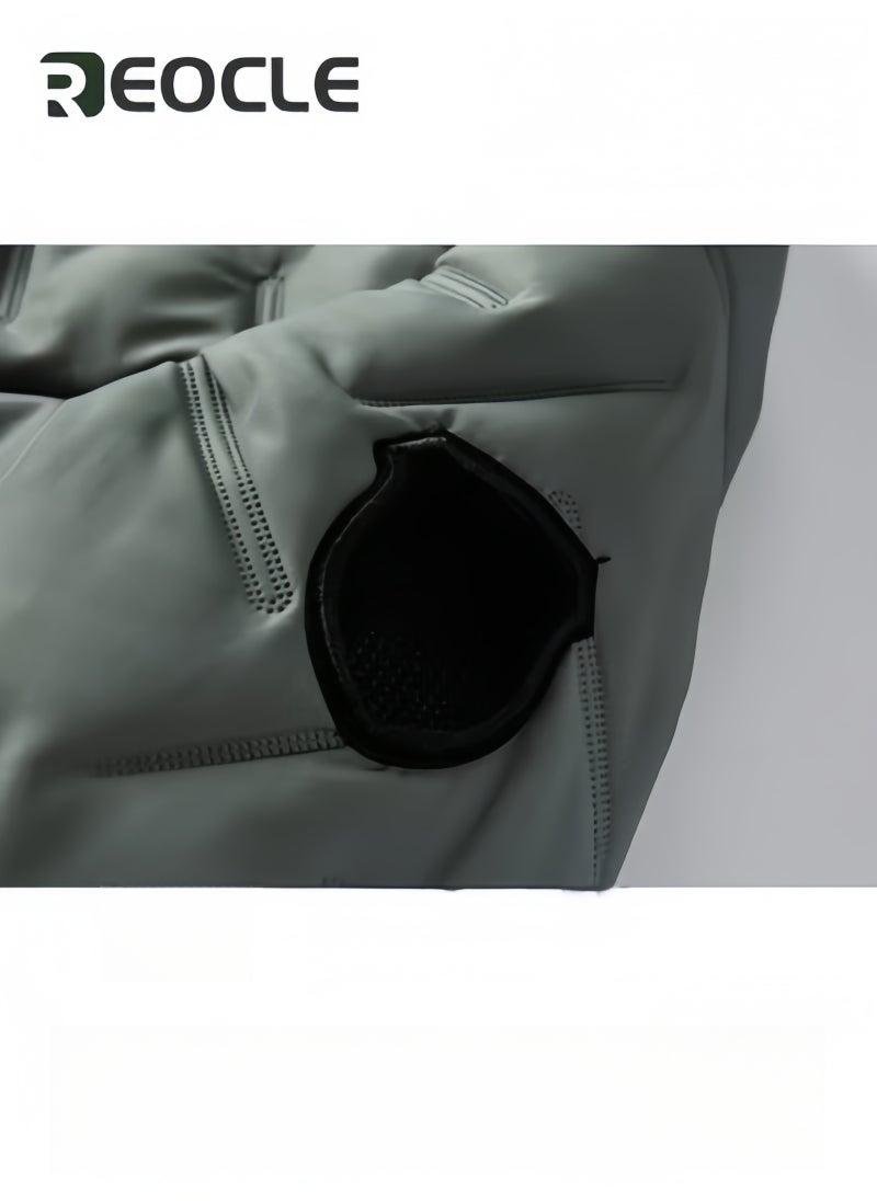 REOCLE Men's Puffer Jacket Coat Bomber Jacket Lightweight Casual Windbreaker Zip Up Coat with Pocket  - Image 4