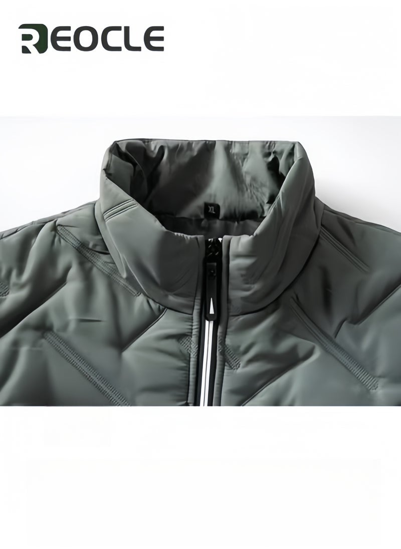 REOCLE Men's Puffer Jacket Coat Bomber Jacket Lightweight Casual Windbreaker Zip Up Coat with Pocket  - Image 2