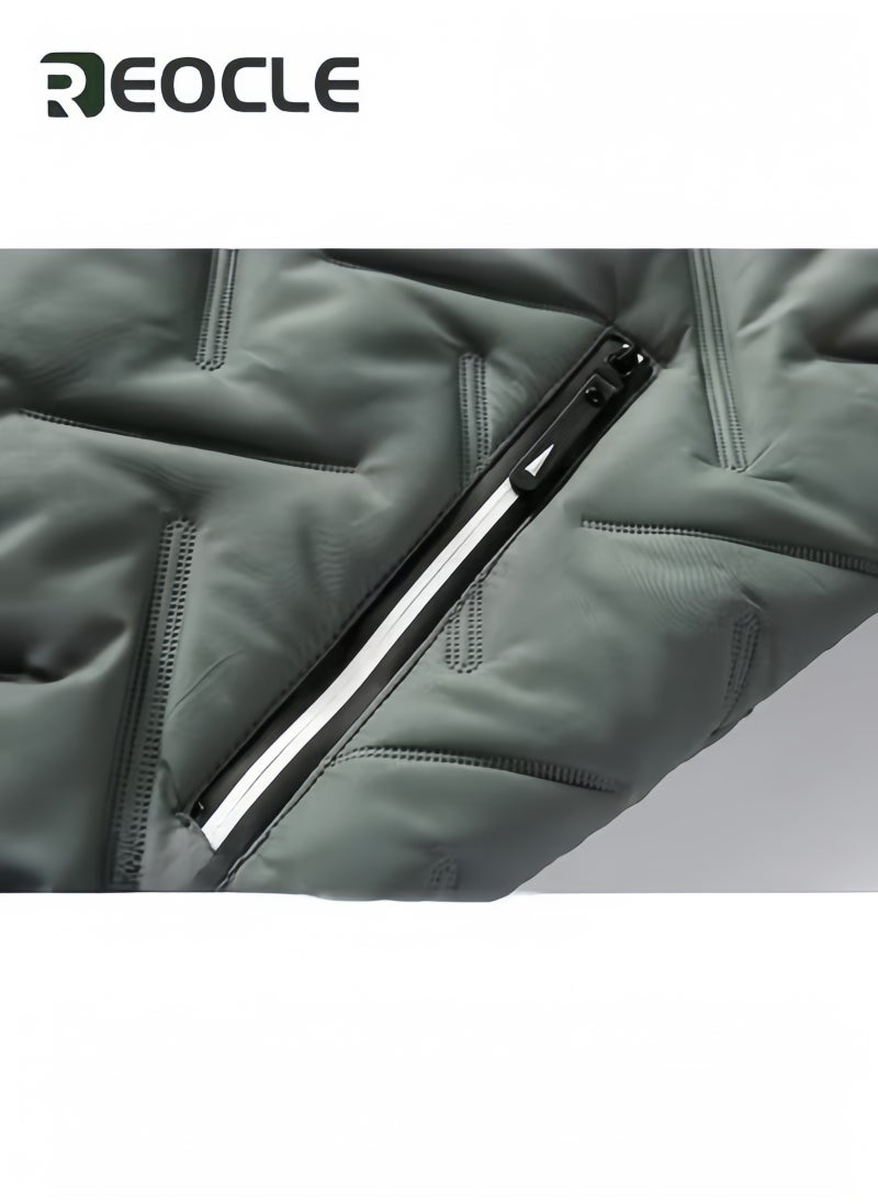 REOCLE Men's Puffer Jacket Coat Bomber Jacket Lightweight Casual Windbreaker Zip Up Coat with Pocket  - Image 3