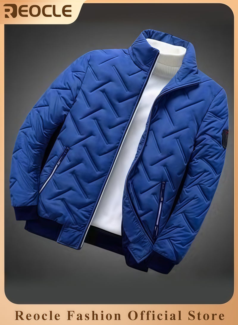 REOCLE Men's Puffer Jacket Coat Bomber Jacket Lightweight Casual Windbreaker Zip Up Coat with Pocket  - Image 1