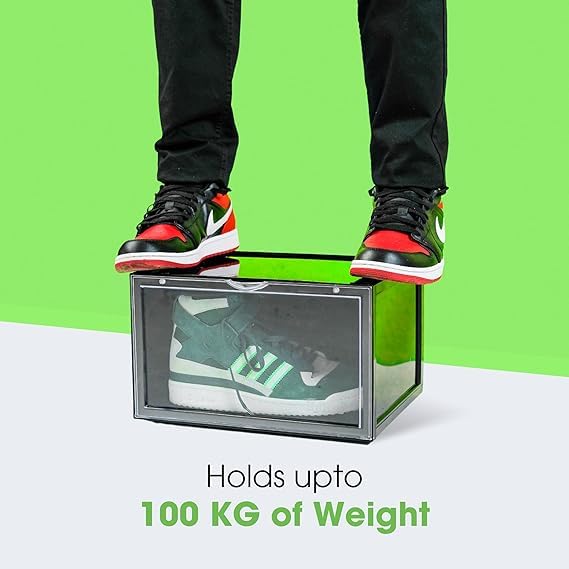 helios صناديق تخزين الأحذية هليوس القابلة للتكديس رف الأحذية الجانبي منظم الأحذية صناديق الأحذية بلاستيك أسود مدخن قابلة للتكديس عبوة من 5 - Image 3