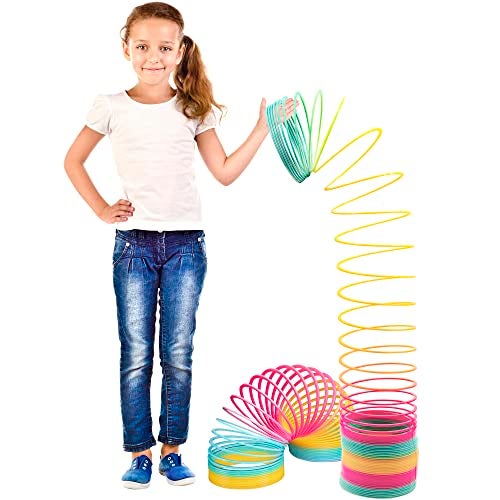 Srenta Giant Rainbow Coil Springs Toy – 2 Pack Extra Large Toy Coils Spring | 6 ‘’ Huge Rainbow Coil Spring Plastic, Big Walking Spring Toy, Magic Big Coil Springs Toys & Party Favors for Kids - Image 3