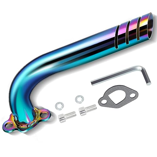 FVRITO Colorful Upgrade Header Exhaust Pipe Kit for Non Hemi Predator 212cc 196cc 65HP GX160 GX200 Coleman CT200u BT200X CT200uex KT196 Baja Warrior MB200 Clone Go Kart Mini Bike Performance Parts