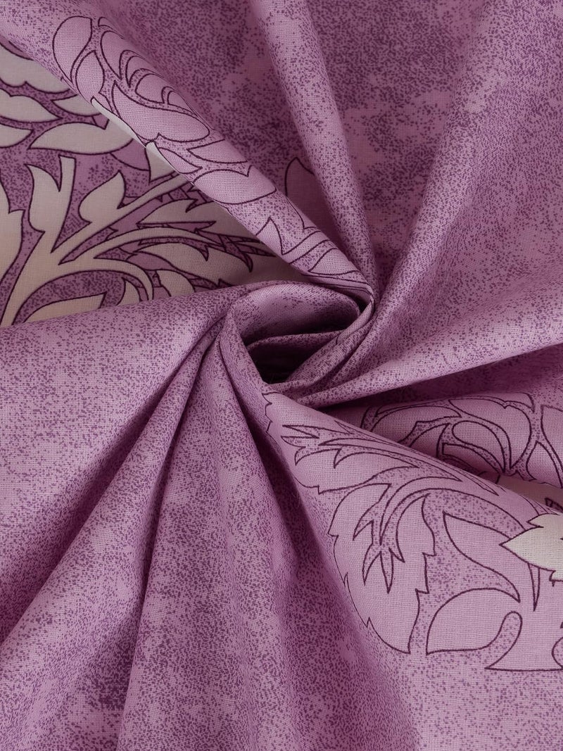 KLOTTHE Purple Floral 400 TC Pure Cotton Fitted Double Bedsheet with 2 Pillow Covers - Image 4