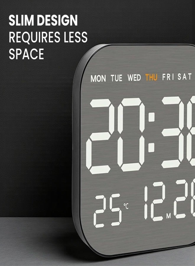Blue Tick LED Digital Wall Clock 8.5-Inch Display with Remote, Date, Day & Temperature (Wired) | 1 Year Warranty - Image 5