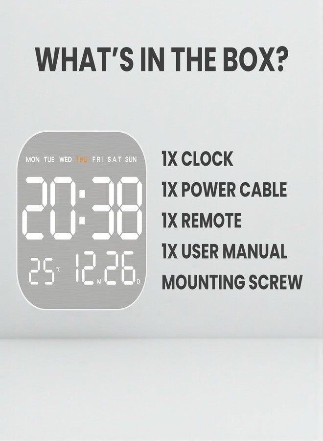 Blue Tick LED Digital Wall Clock 8.5-Inch Display with Remote, Date, Day & Temperature (Wired) | 1 Year Warranty - Image 4
