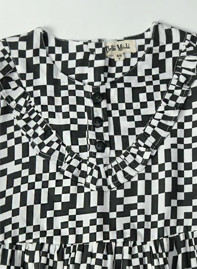 BELLA MODA Checkered Ruffle Dress