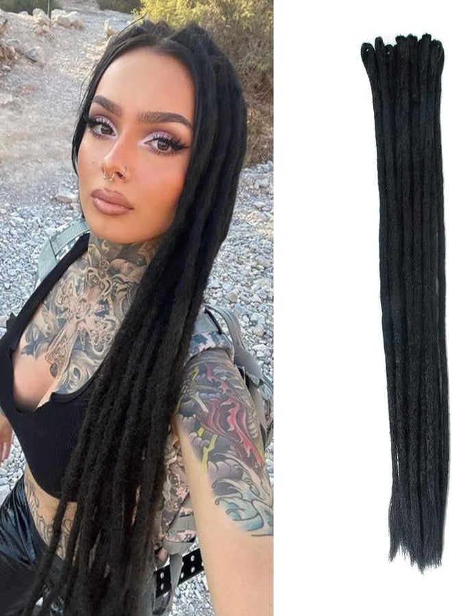 BLUSHIA Dreadlock Extensions - 10 Strands of Natural Color Soft Long Dreads Handmade for Men & Women, Synthetic (Black) - Image 1