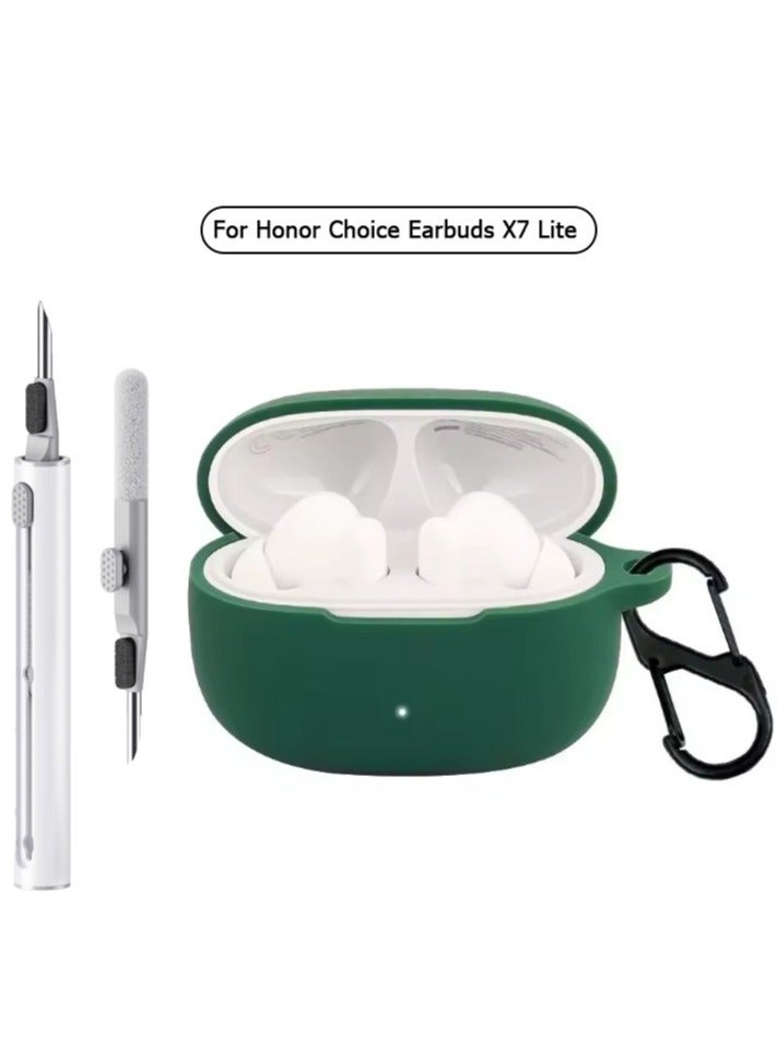 Silicone Case for HONOR CHOICE Earbuds X7 Lite  Wireless Headphone With Cleaning tools-Green - Image 1