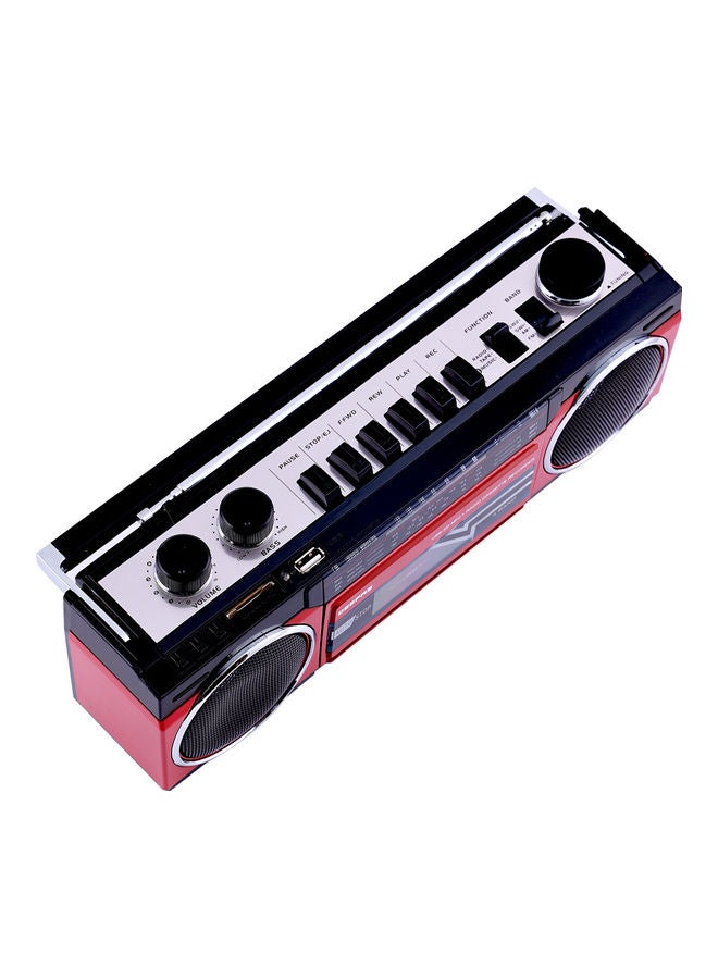GEEPAS Radio Casset Recorder - Portable Speakers with USB, SD Slots, MP3 & BT | Built-in Microphone with Recording | Auto stop Function | 2 Years Warranty GCR13011 Red/Black - Image 4